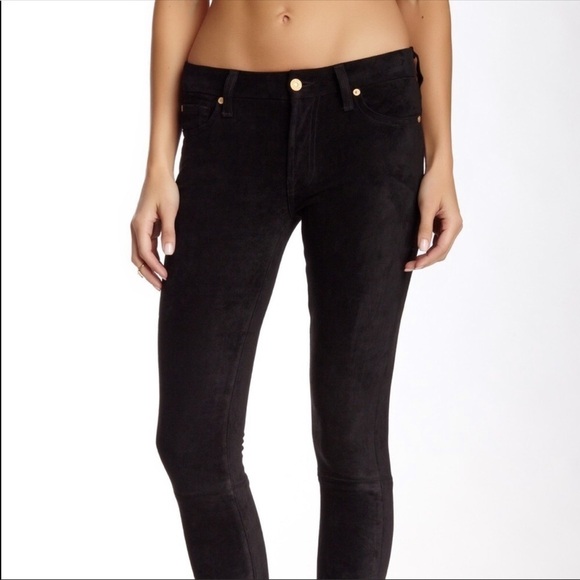 7 For All Mankind Skinny Suede Black Jeans 25 - Picture 2 of 8